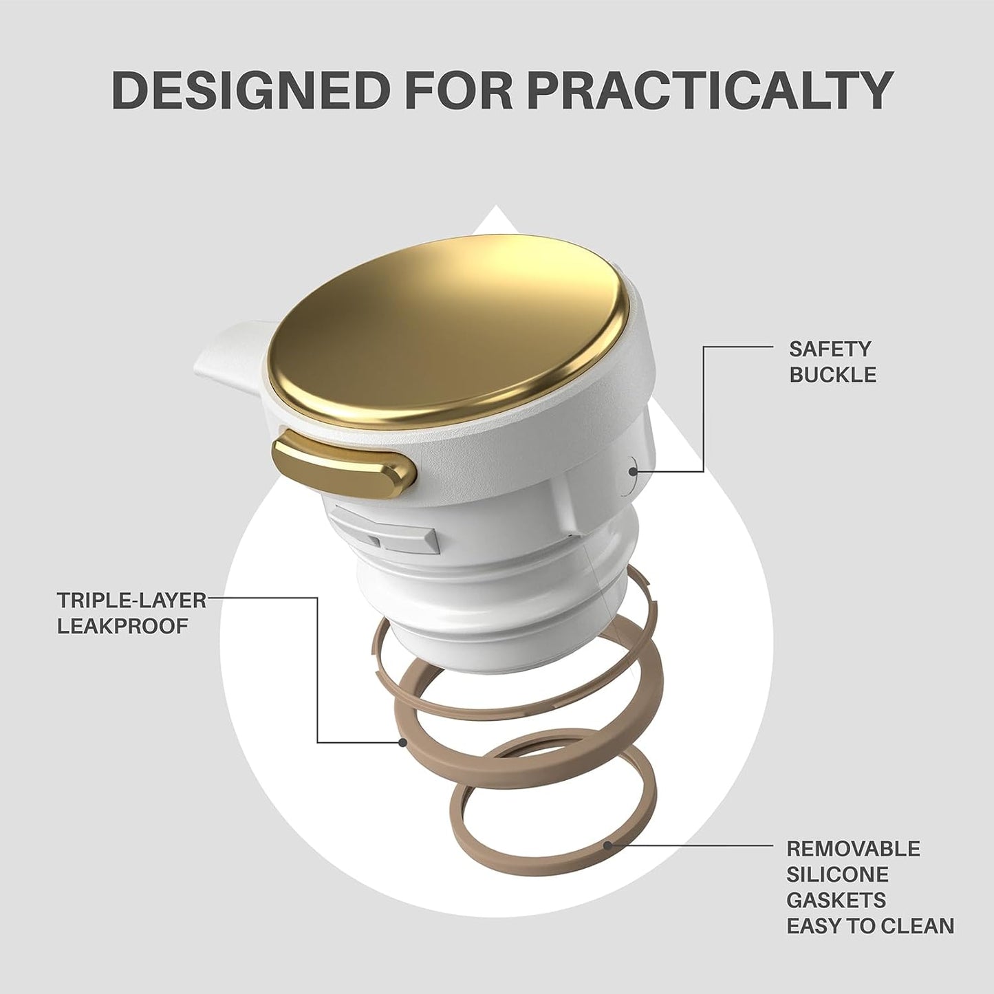 IDEUS Thermal Coffee Carafe 68oz (2,000ml), Stainless Steel Double Wall Insulated Vacuum Flask, Water Jug Coffee Server and Beverage Dispenser, Heat and Cold Retention (White-Gold, 68oz (2,000ml))