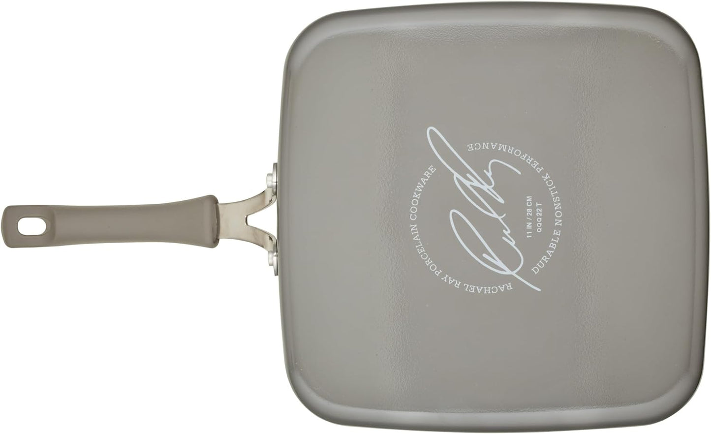 Rachael Ray Cook + Create Nonstick Stovetop Griddle/Grill Pan, Square, 11 Inch, Gray