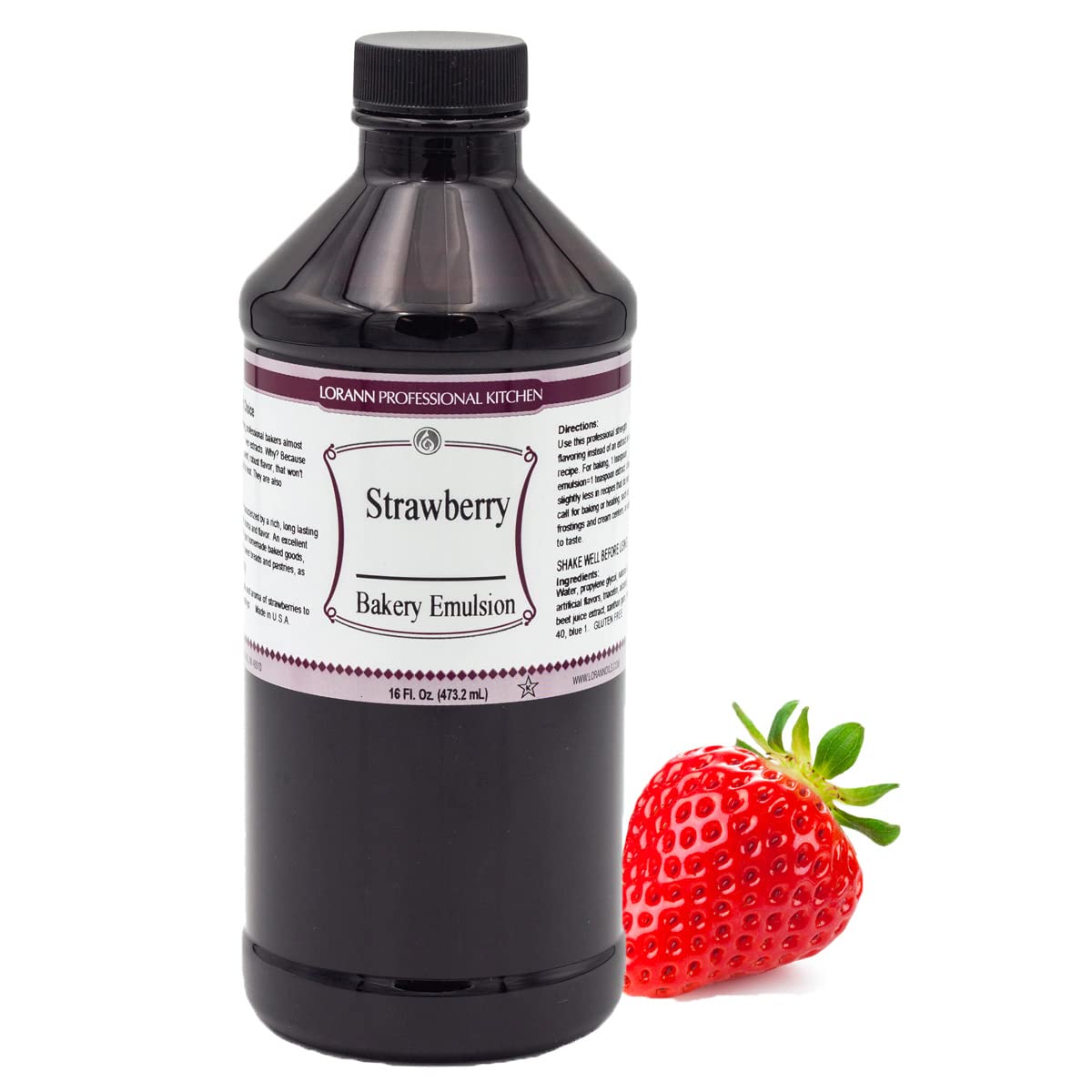 LorAnn Oils Strawberry Bakery Emulsion: True Essence, Ideal for Boosting Fruit Tones in Cakes, Cookies & Desserts, Gluten-Free, Keto-Friendly, Extract Substitute Essential for Your Kitchen, 16 Oz