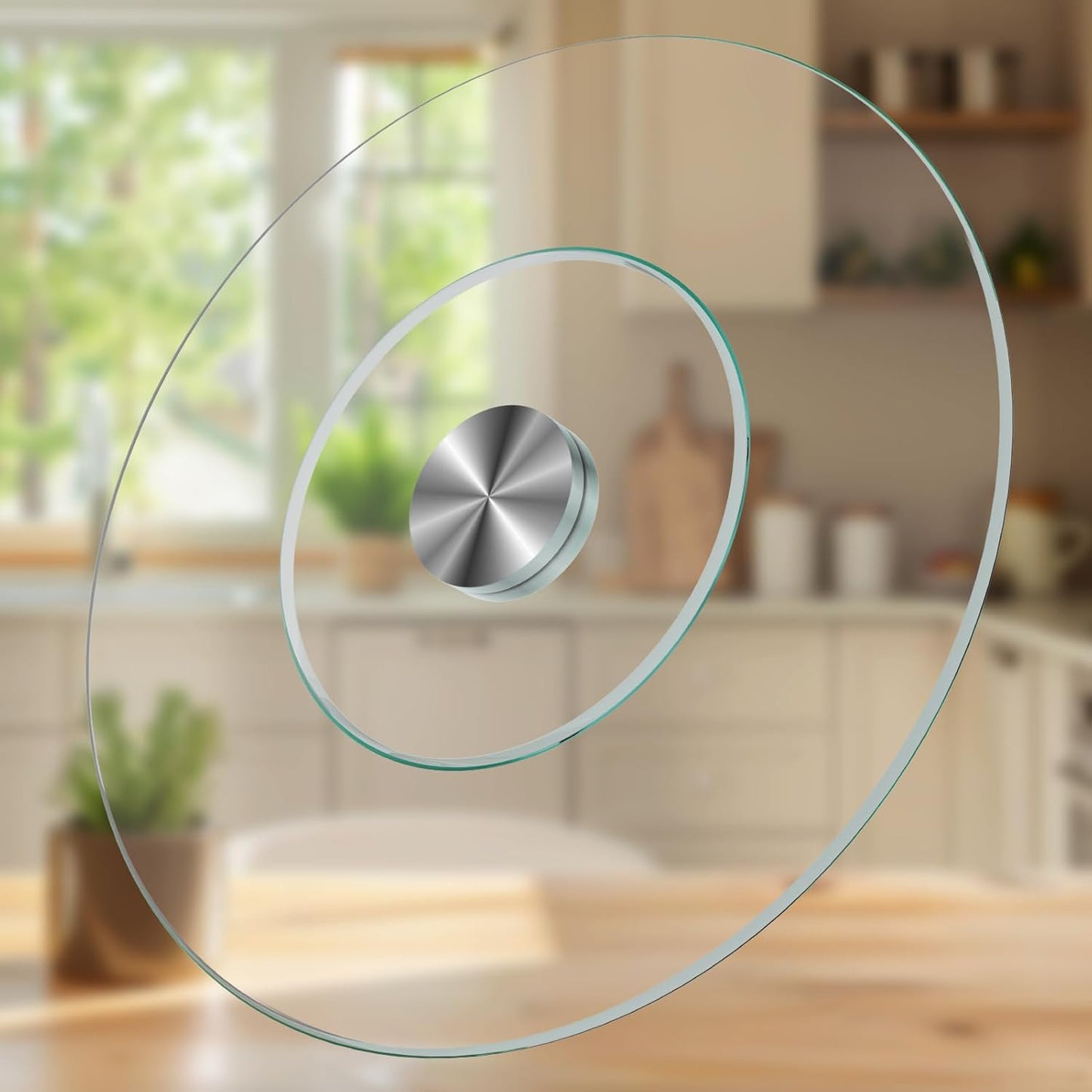 23'' Glass Lazy Susan Turntable Dining Table, 360 ° Round Dinner Plate Rotating Tray Transparent Dinner Plate, Silent and Smooth Rotation of The Dinner Plate (23inch/60cm)