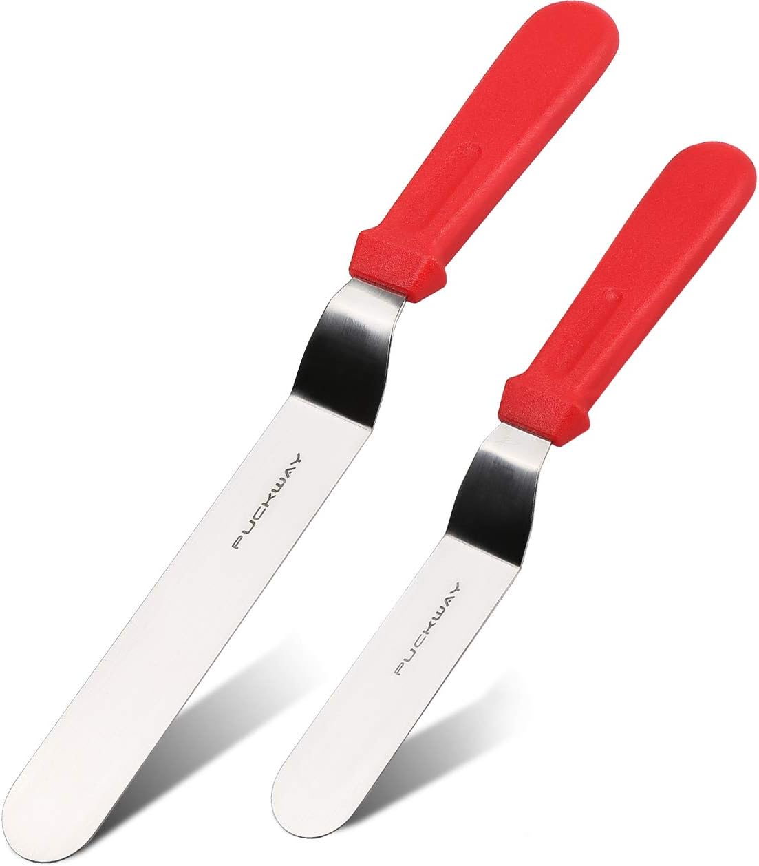 Angled Icing Spatula, Stainless Steel Offset Spatula, Cake Spatula Set of 2 Red 6" & 8"