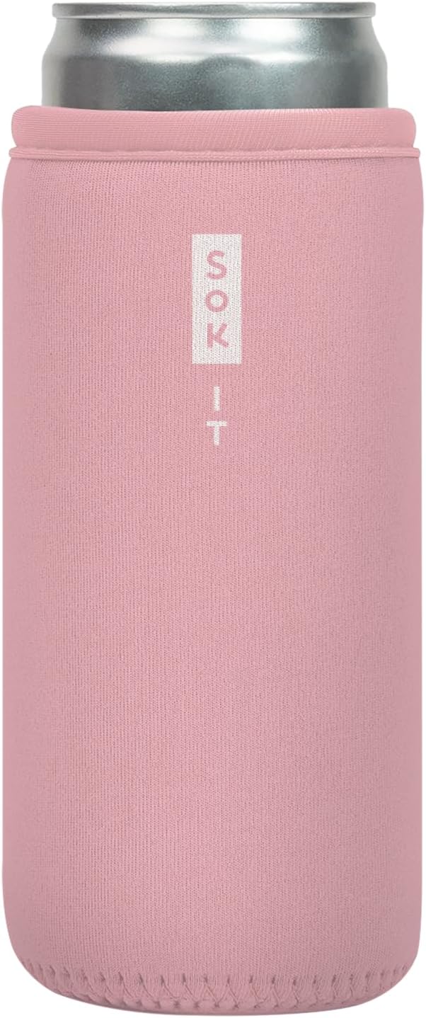 Sok It CanSok Sleeve for Beer & Soda Insulated Neoprene Cover (Millennial Pink, 12oz Slim Can Sleeve)