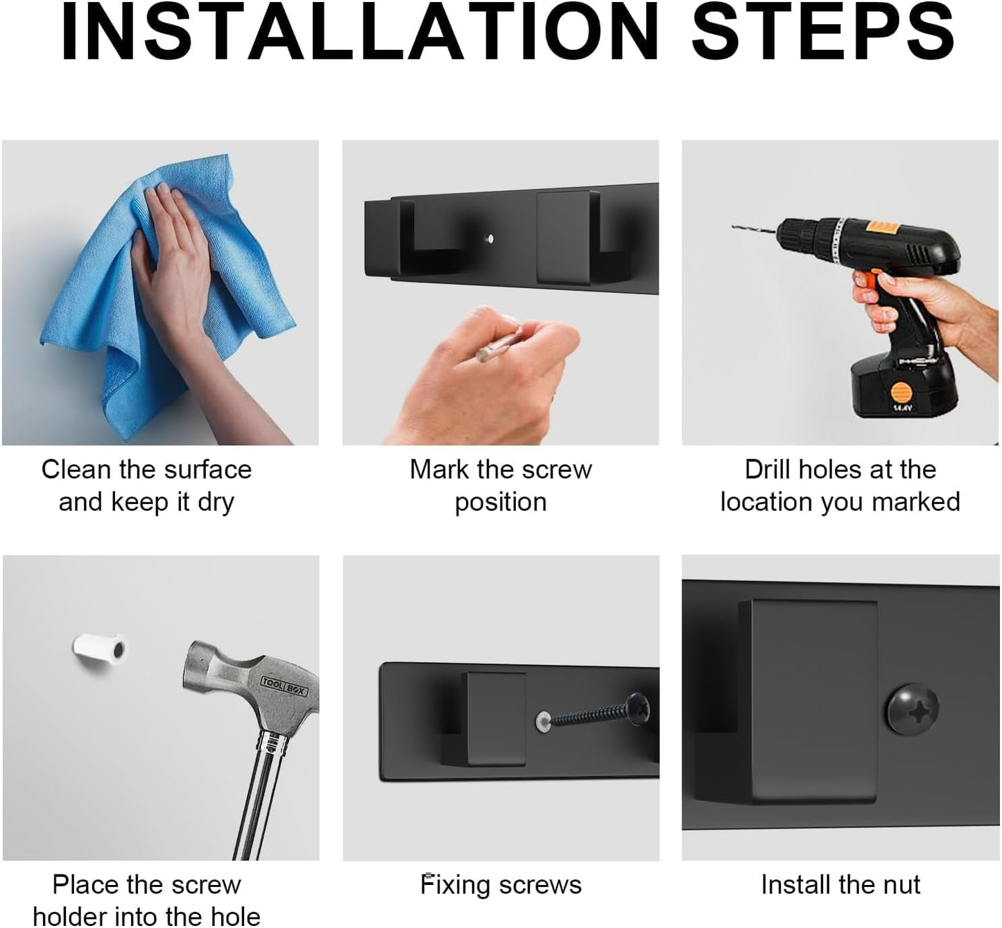 PMMASTO Coat Rack Wall Mount, Coat Hooks Wall Hooks for Hanging, Stainless Steel Coat Hanger Towel Hooks for Bathrooms, Coat Rack Hat Rack (Black 3 Hooks, 1 Pack)