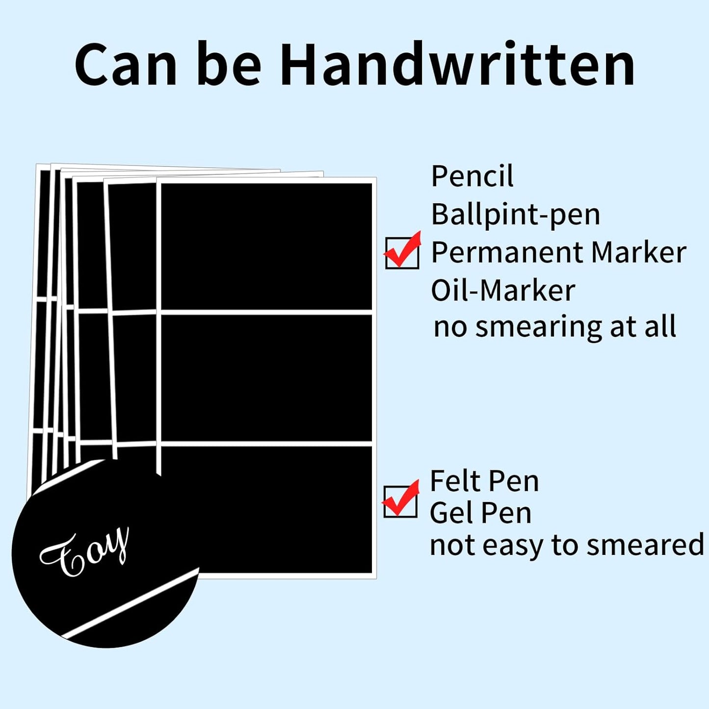 STARLIBOO Removable Colored Labels Stickers, 3X5 Inch Removable Large Label Stickers for Moving Boxes and Storage Bins- Waterproof- Tear Resistant (Black)