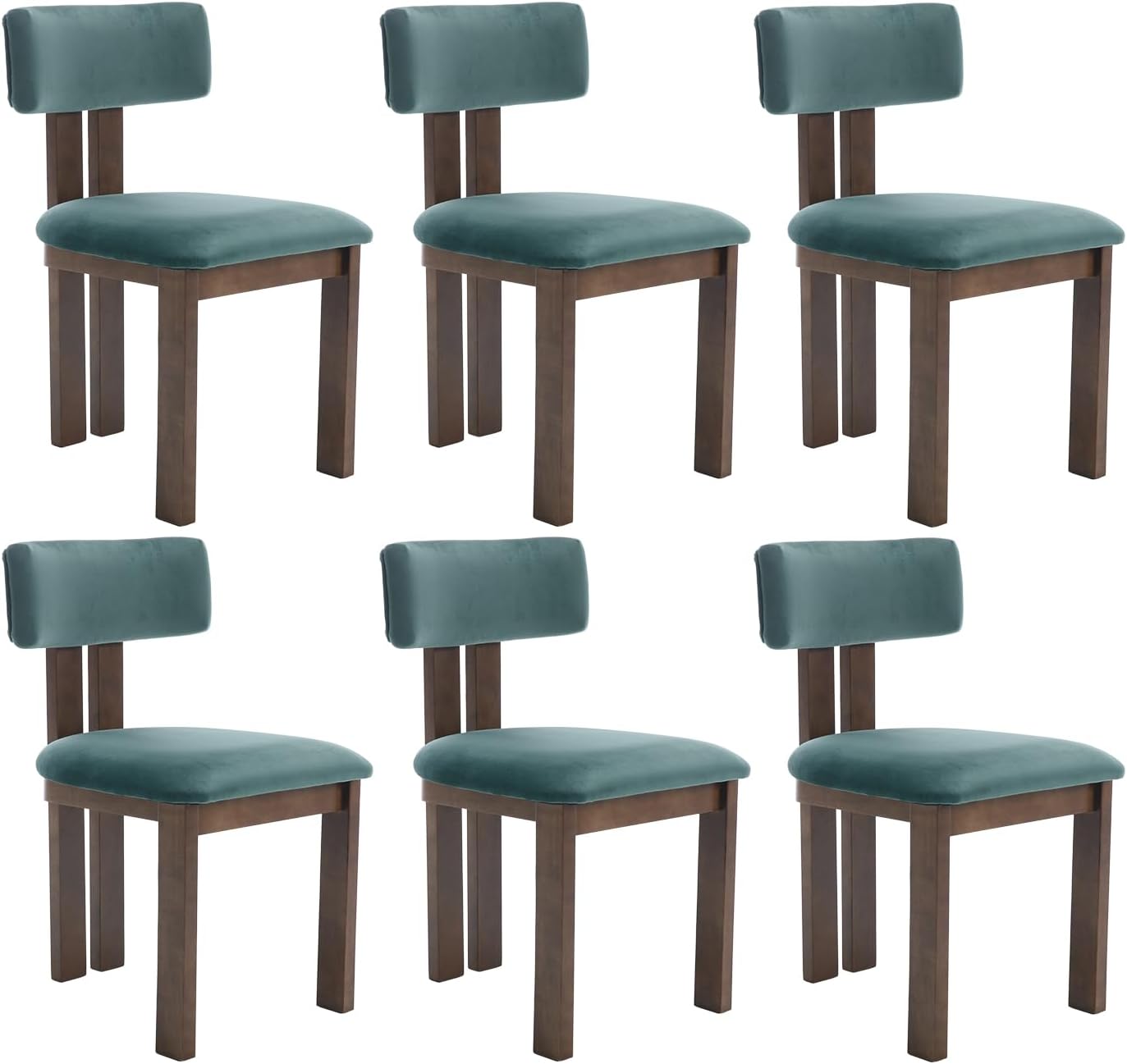 chairus Dining Chairs Set of 6 Velvet Diner Chairs Modern Wood Chairs for Kitchen and Dining Room, Green