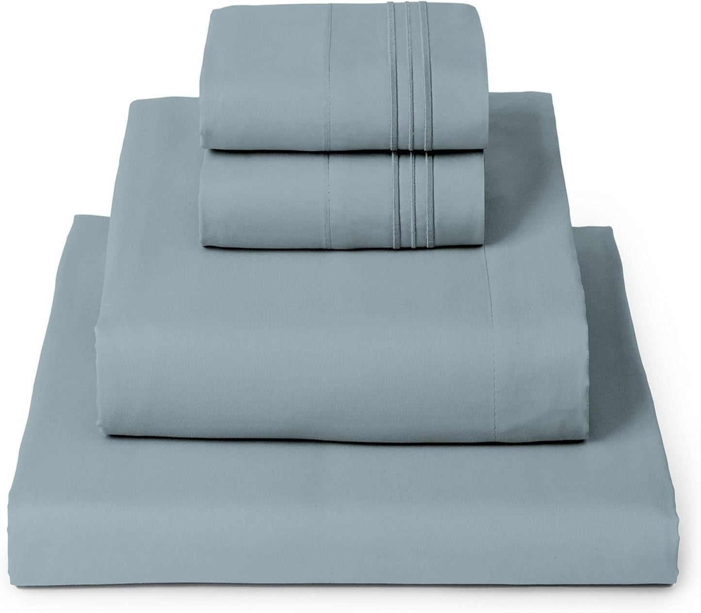 Mellanni Full Sheets Set - 4 PC Iconic Collection Bedding - Hotel Luxury, Extra Soft, Cooling Bed Sheets - Wrinkle, Fade, Stain Resistant (Full, Spa Blue)