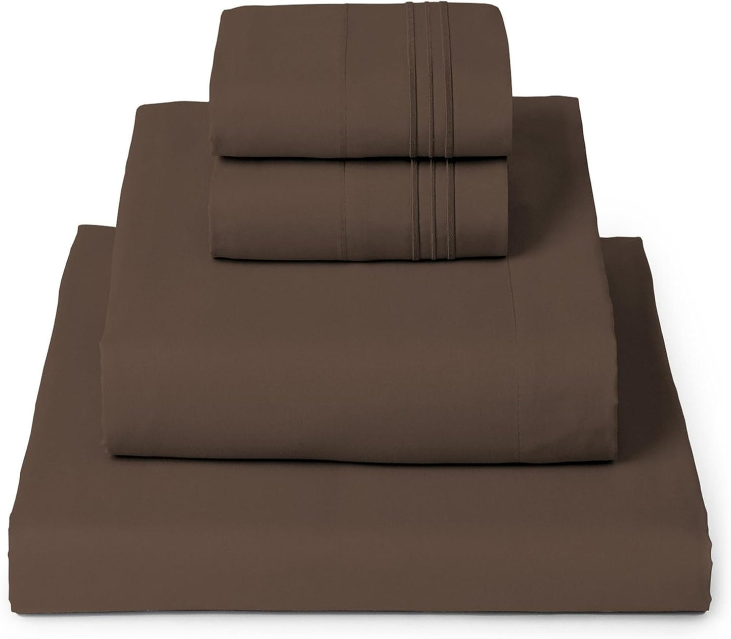 Mellanni California King Sheets Set - 4 PC Iconic Collection Bedding - Hotel Luxury, Extra Soft, Cooling Bed Sheets - Wrinkle, Fade, Stain Resistant (Cal King, Brown)