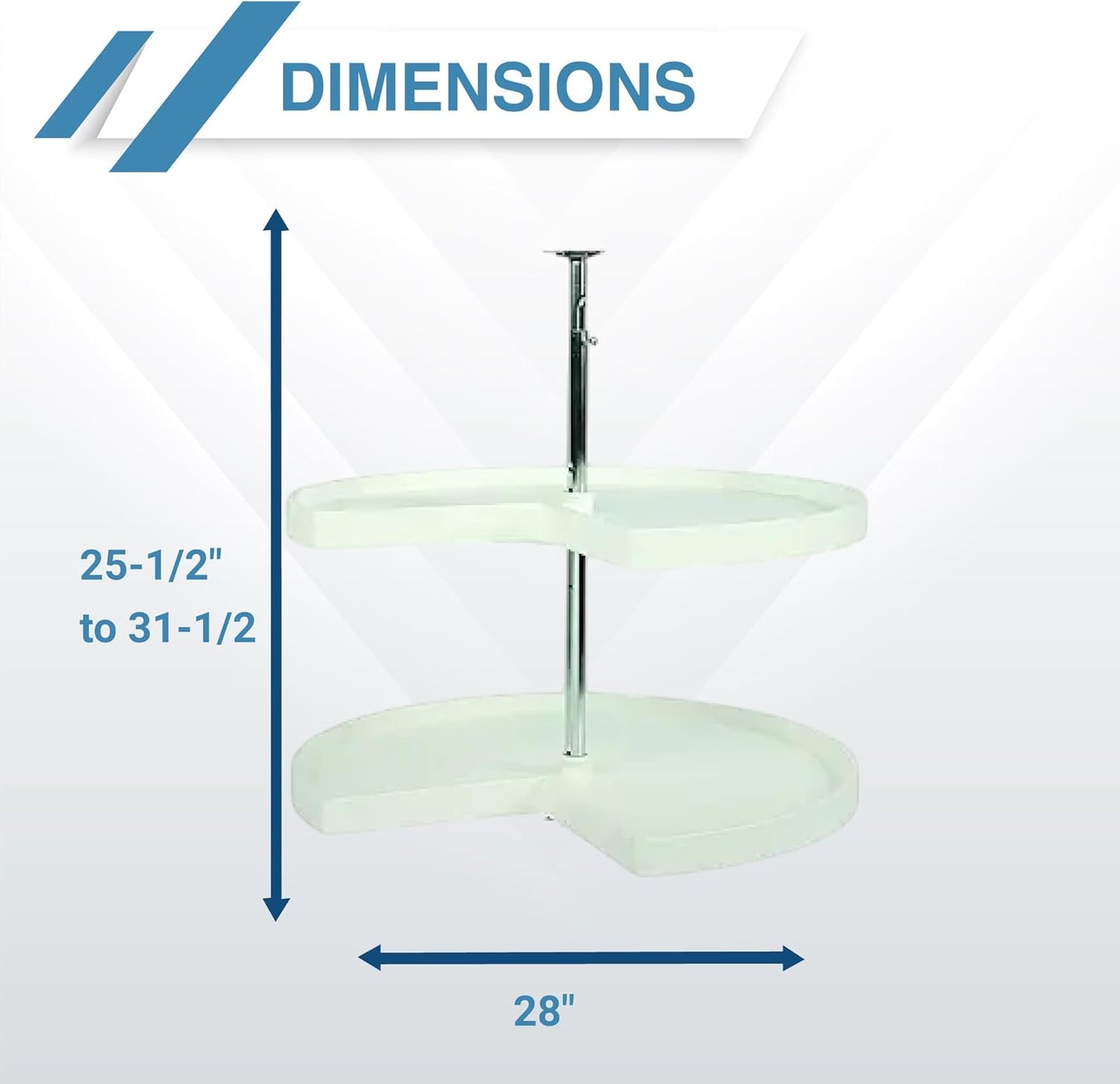 Knape & Vogt Corner Cabinet Lazy Susan, 2-Tier Lazy Susan for Cabinet, 28-Inch 360º Turntable for Kitchen Cabinets, White
