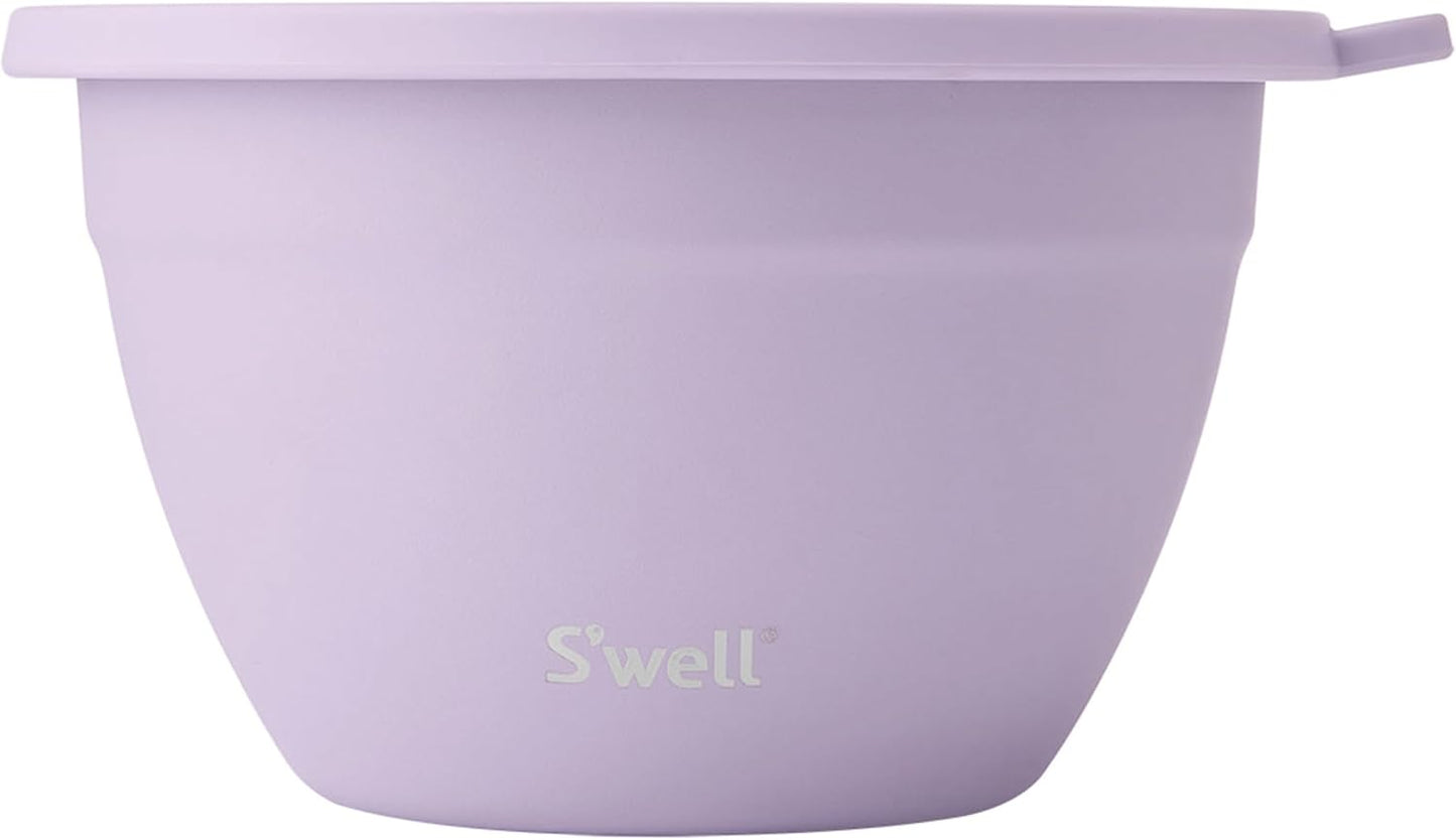 S'well Stainless Steel Salad Bowl Kit 64oz, Lilac, Comes with 2oz Mini Canister and Removable Tray for Organization, Leakproof, Easy to Clean, Dishwasher Safe
