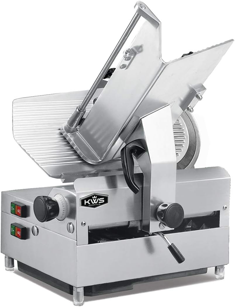 KWS MS-12A 1050W Countertop Model Commercial Automatic Electric Meat Slicer with Stainless Steel Blade, Frozen Meat, Food Slicer/Low Noises [ ETL, NSF Certified]