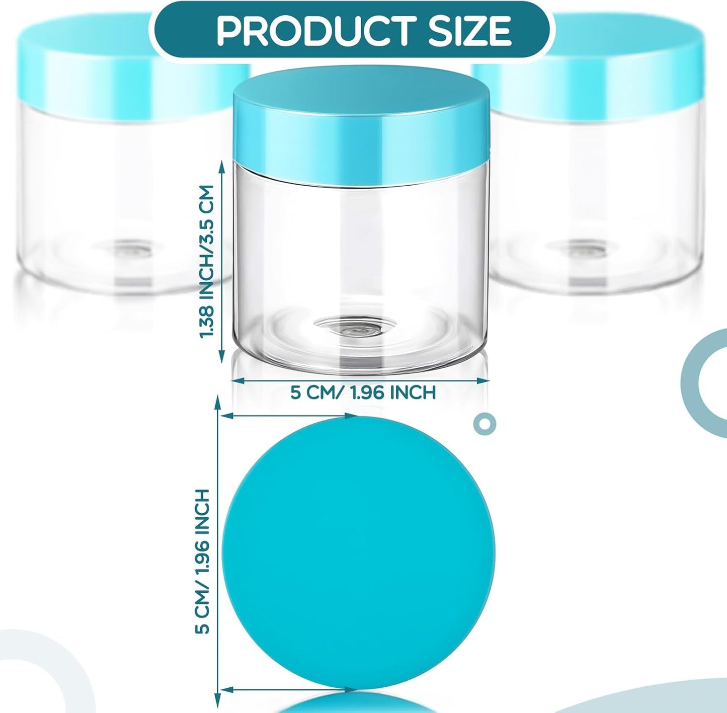 SATINIOR 6 Pack 2 oz Plastic Jars Containers with Lids Wide-mouth Refillable Leakproof Reusable Round Empty Jars for Travel Cosmetic Dry Food Spice Candy Cookie Home Kitchen Organizing(Blue)