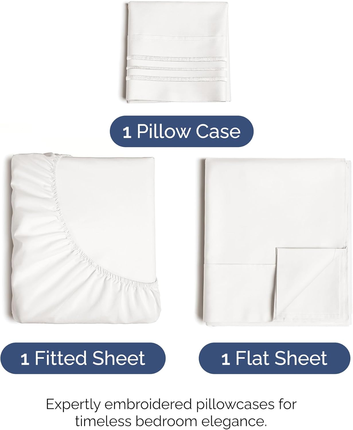 Twin XL Size 3 Piece Sheet Set - Comfy Breathable & Cooling Bed Sheets Set - Hotel Luxury Bedding for Women, Men, Kids, Teens, Boys & Girls - Deep Pockets and Wrinkle Free - Oeko-Tex - Antique White