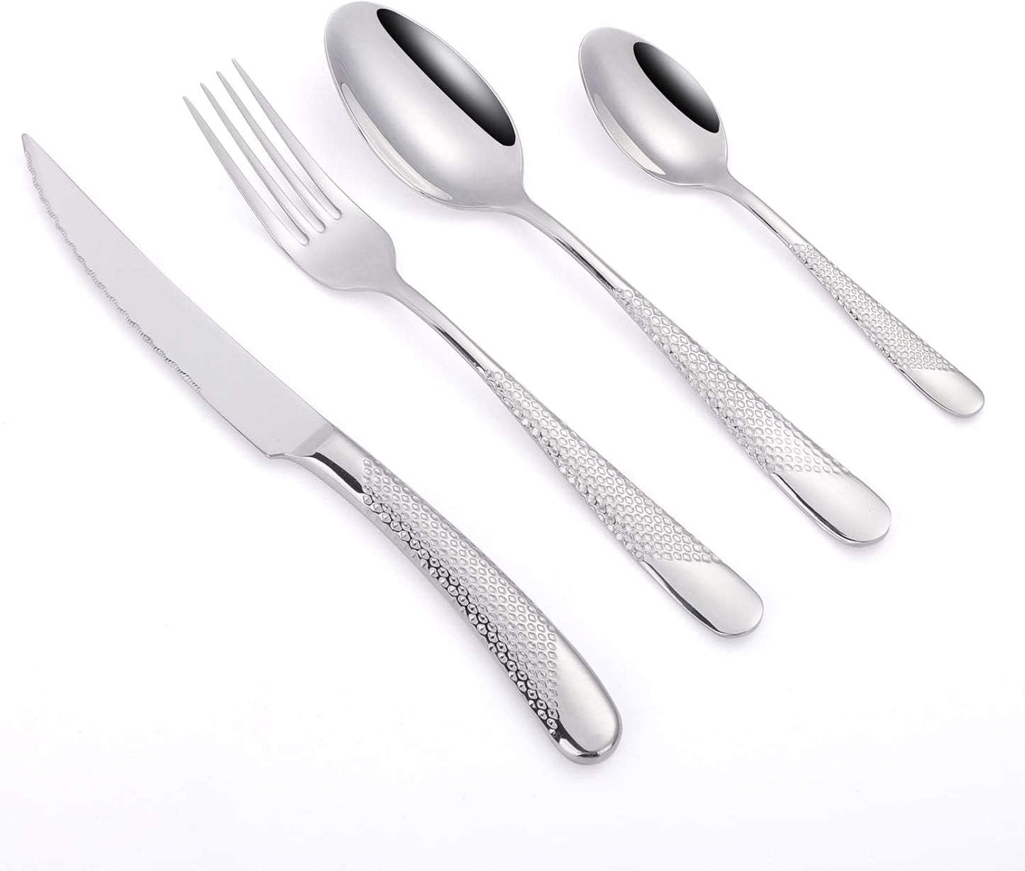 16 Piece Silverware Set,Stainless Steel Flatware Set Spoon and Fork Set for 4,Kitchen Utensil Cutlery Set Mirror Finish Dishwasher Safe Gift Package (silver)
