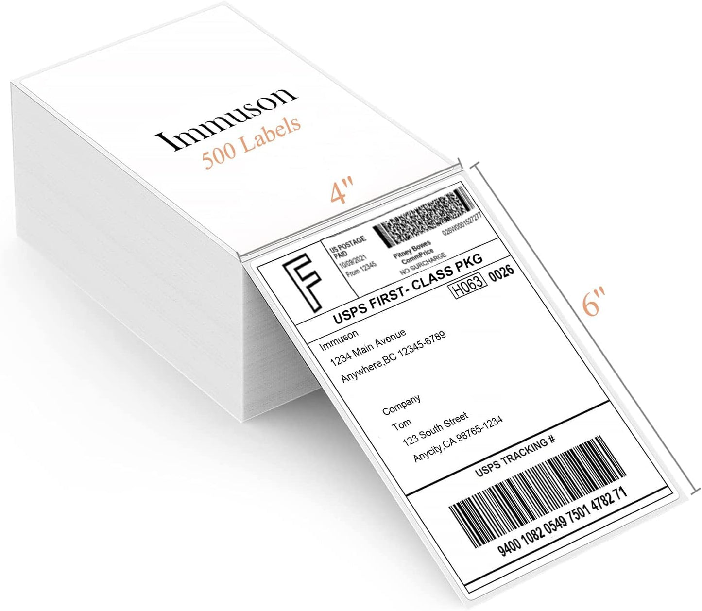 Immuson Fanfold 4 x 6 Direct Thermal Labels White Perforated Shipping Labels 500 Labels/Stack, Permanent Adhesive, White Mailing Labels for Zebra Thermal Printer 1 Stack.