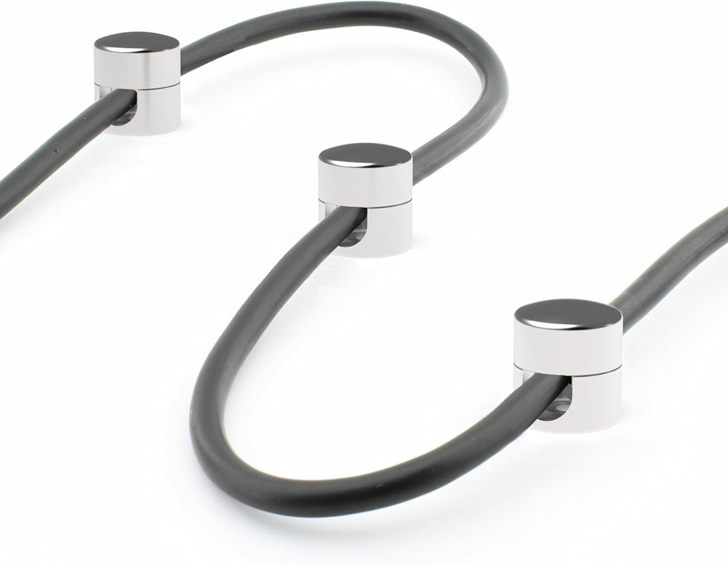 Cable Anchors for Desk Organization | Premium Aluminum Cord Organizers | Charger + Cable Management Clips for Home & Office | Stylish, Sturdy, & Functional | (3 Pack) (Silver)