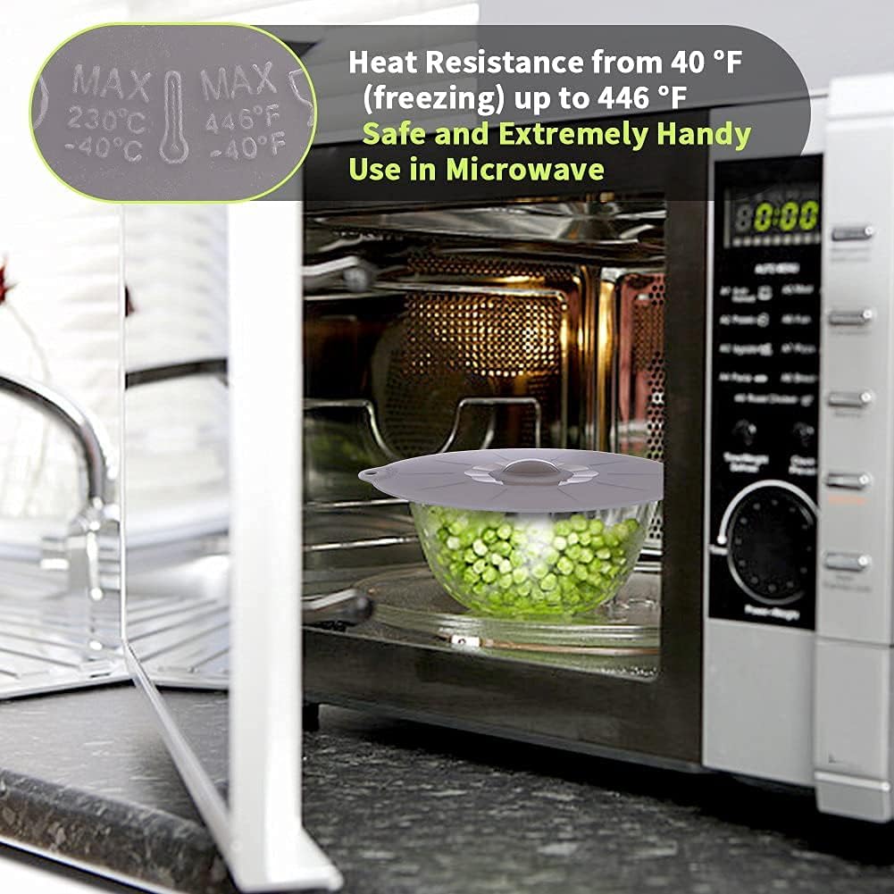 Silicone Lids for Pots and Pans - Silicone Lids for Food and Bowl Covers for Food Safe BPA Free Silicone Bowl Covers Microwave Cover(Gray)