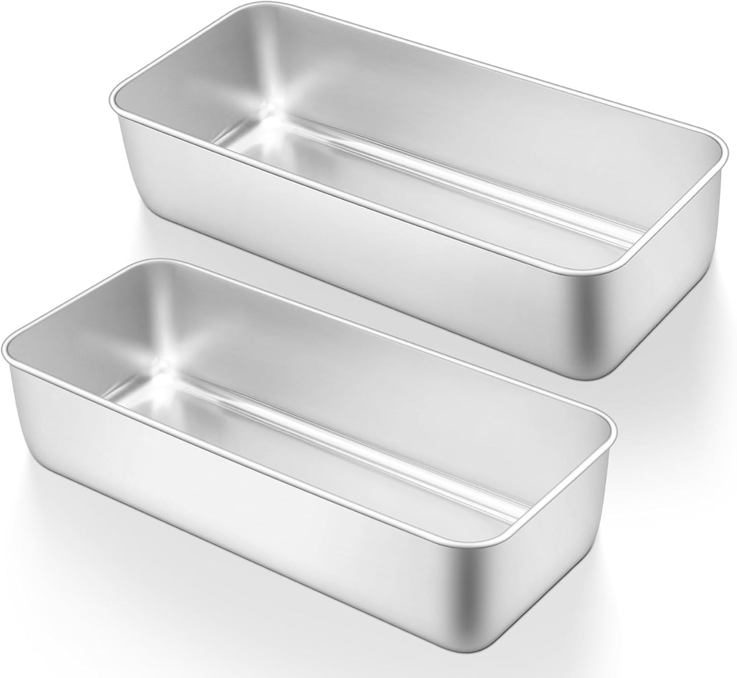 TeamFar Loaf Pan, 12 x 5 Inch Stainless Steel Loaf Pans for Baking Bread, 2 Pack Large Bread Loaf Baking Pan for Homemade Bread, Meatloaf, Cake, Brownies, Non-Toxic, Heavy-duty, Oven & Dishwasher Safe