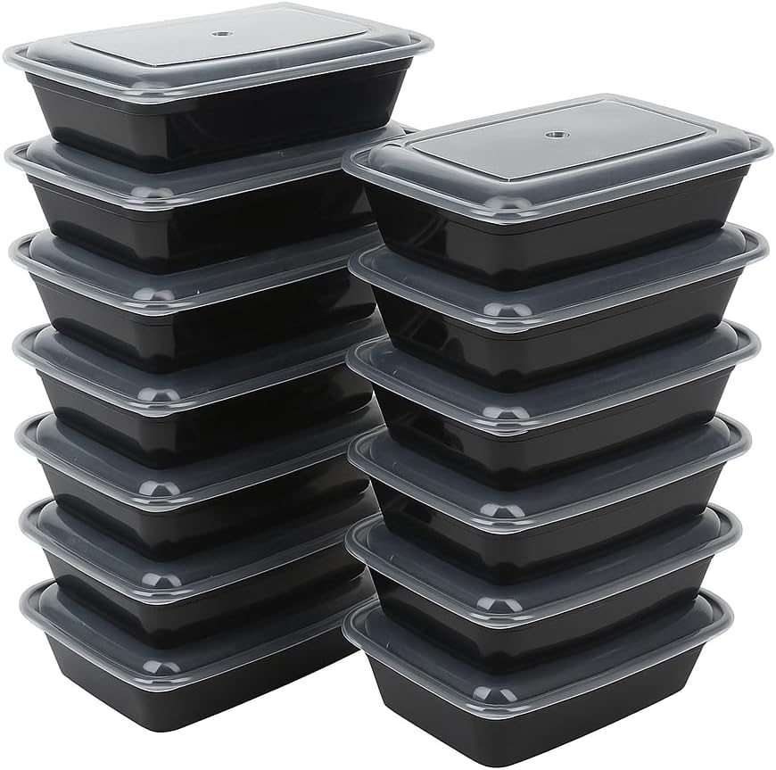 Ruthy's Outlet Meal Prep Containers W/Lids -Square Food Storage – BPA-Free| Stackable | Microwave | Freezer & Dishwasher Safe | Reusable Lunch Bento Box Portion Control & Planning (50 Pack, 24 oz)