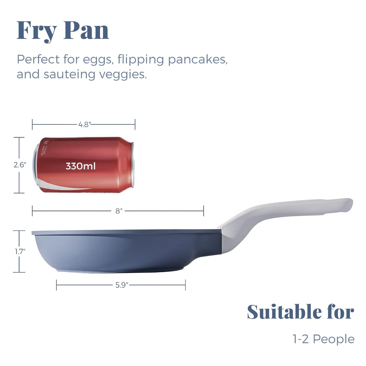 Nonstick Ceramic Frying Pan, 8/10/12 Inch Non Toxic Skillet, Healthy Egg & Omelet & Chef's Pan, PTFE PFOA & PFAS Free, Induction Compatible (8-Inch, Gray)