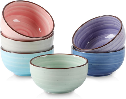 Selamica Ceramic Mini Bowls, 4 OZ Dipping Bowls, 3.5 Inch Gradient Color Set of 6, Microwave & Dishwasher Safe