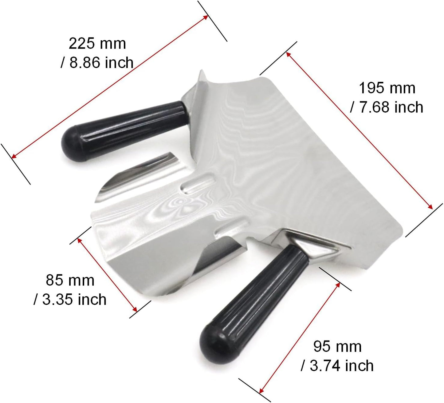 Stainless Steel French Fry Scoop, Dual Handle Popcorn Bagger Tool for Snacks/Ice/Desserts