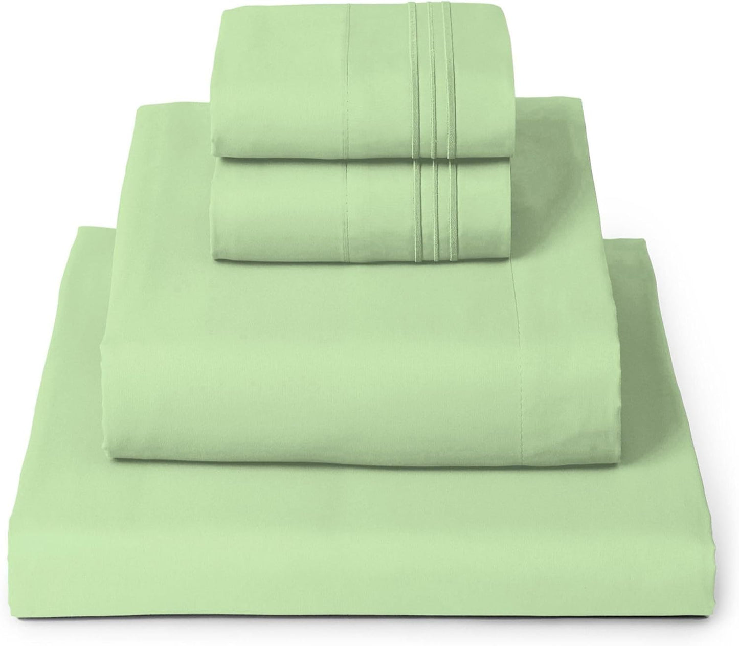 Mellanni California King Sheets Set - 4 PC Iconic Collection Bedding - Hotel Luxury, Extra Soft, Cooling Bed Sheets - Wrinkle, Fade, Stain Resistant (Cal King, Pistachio)