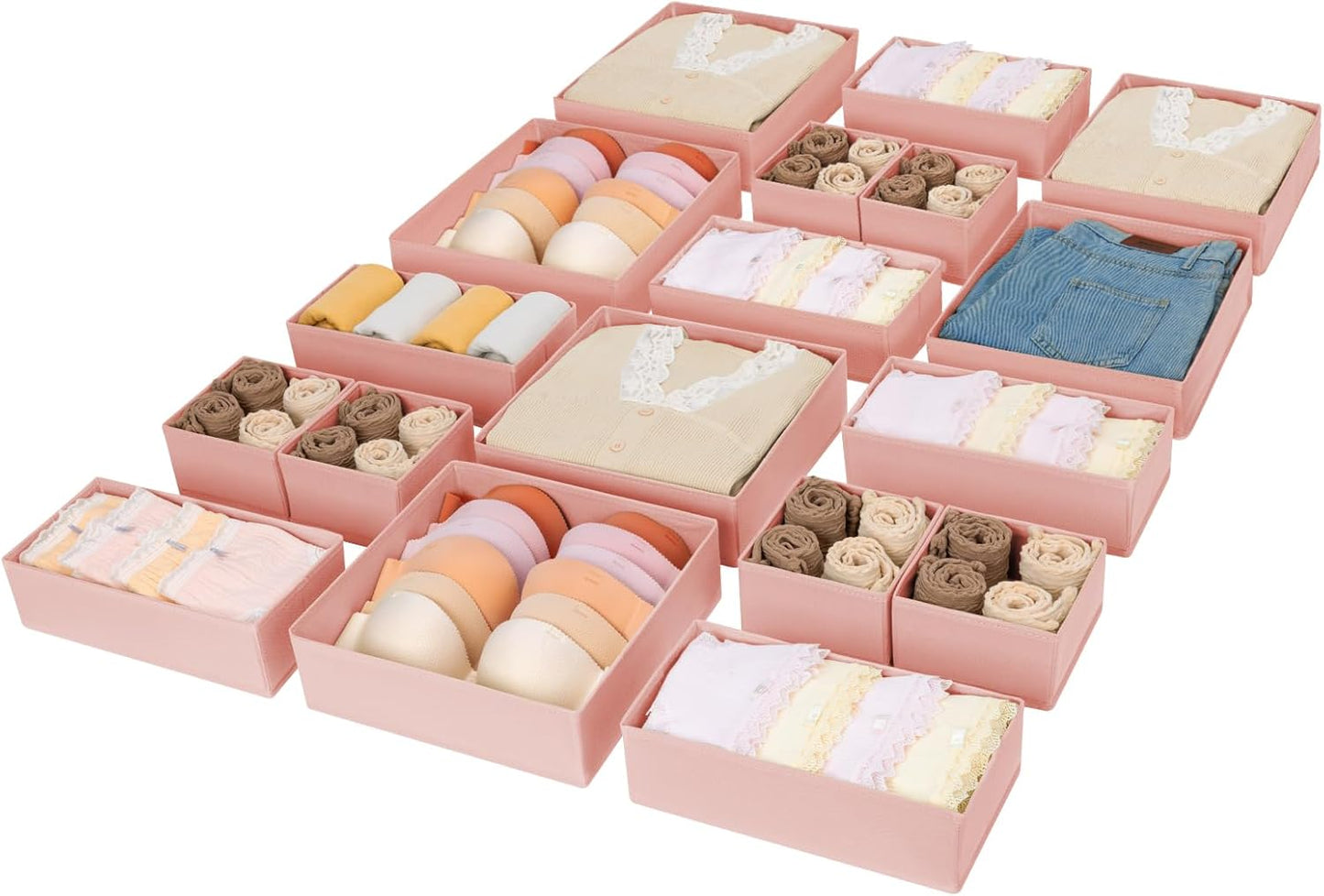 DIMJ Drawer Organizer for Clothing, 18 Pack Fabric Drawer Organizer Bins, Foldable Sock Organizer for Drawer, Dresser Organizer for Clothes, Socks, Bra, Tie