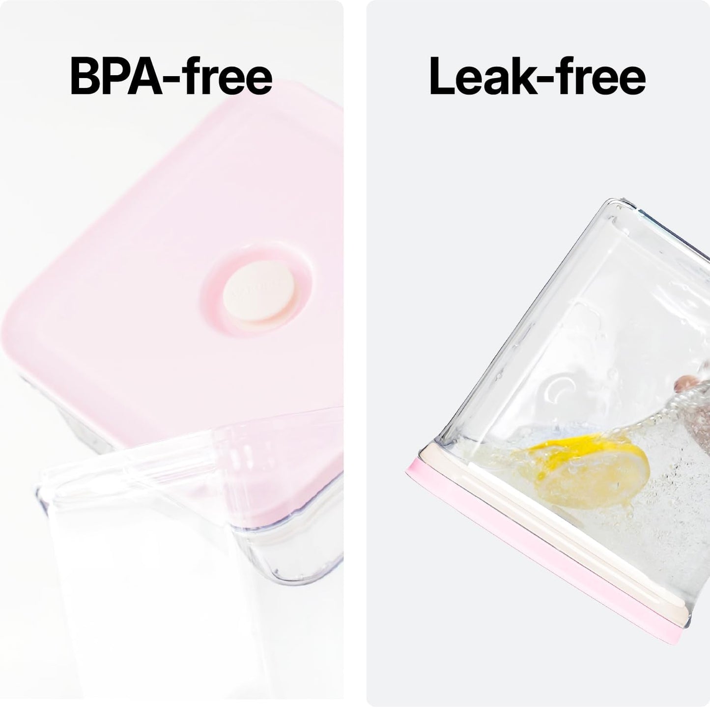 Premium Airtight Food Storage Containers ROSE 8P/SET, 6pcs Container, 1pcs Water Pitcher and Vacuum Sealer. Patented Double Silicone Lining, 100% Leak Proof, BPA-FREE