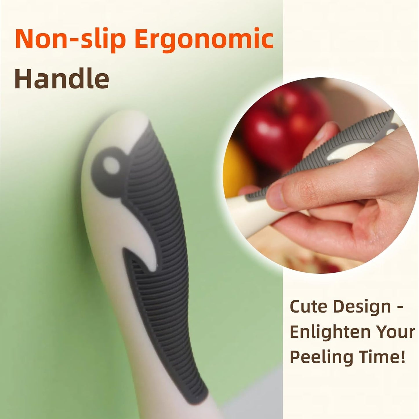 Stainless Steel Vegetable and Fruit Peeler, Swivel Straight Peeled Gadget for Kitchen - Ideal Carrot Cucumber Potato Peeler with Ergonomic, Non-Slip and Cute Handle (Ivory White)