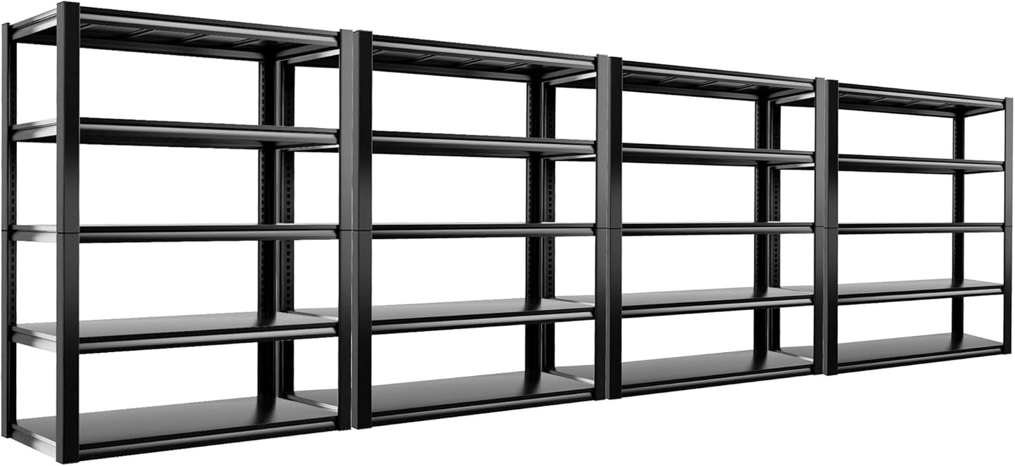REIBII Garage Shelving Heavy Duty Storage Shelves, Extra Large Adjustable Storage Rack with 5 Tier Metal Shelving Unit, 2500LBS Loads Heavy Duty Shelf, Easy Assembly, 4 Pack