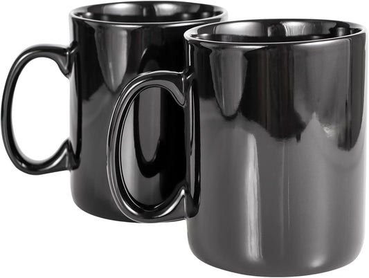 30oz Super Large Ceramic Coffee Mugs Large Handles Set of 2 (black)