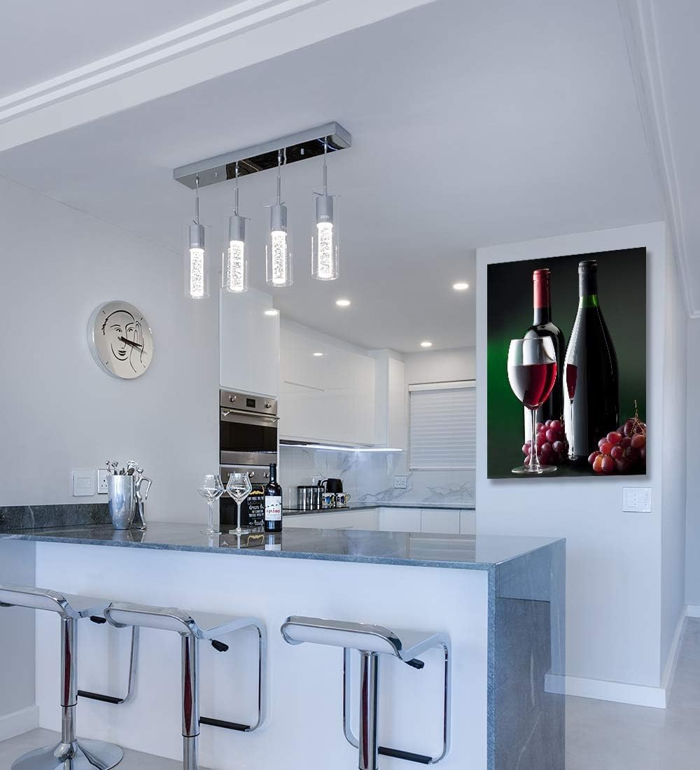 Looife Kitchen Wine Bottle Canvas Wall Art, 36x48 Inch Gallery Wrapped Red Wine with Grapes Picture Prints Wall Decor, Modern Art Deco for Dining Room and Bar Wall Decoration