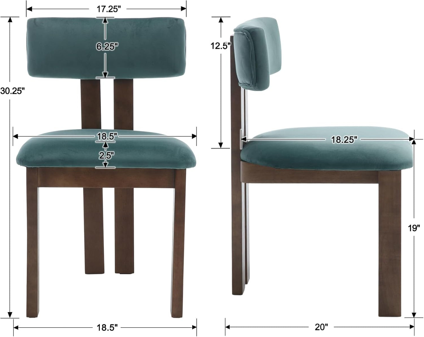 chairus Dining Chairs Set of 2 Velvet Diner Chairs Modern Wood Chairs for Kitchen and Dining Room, Green