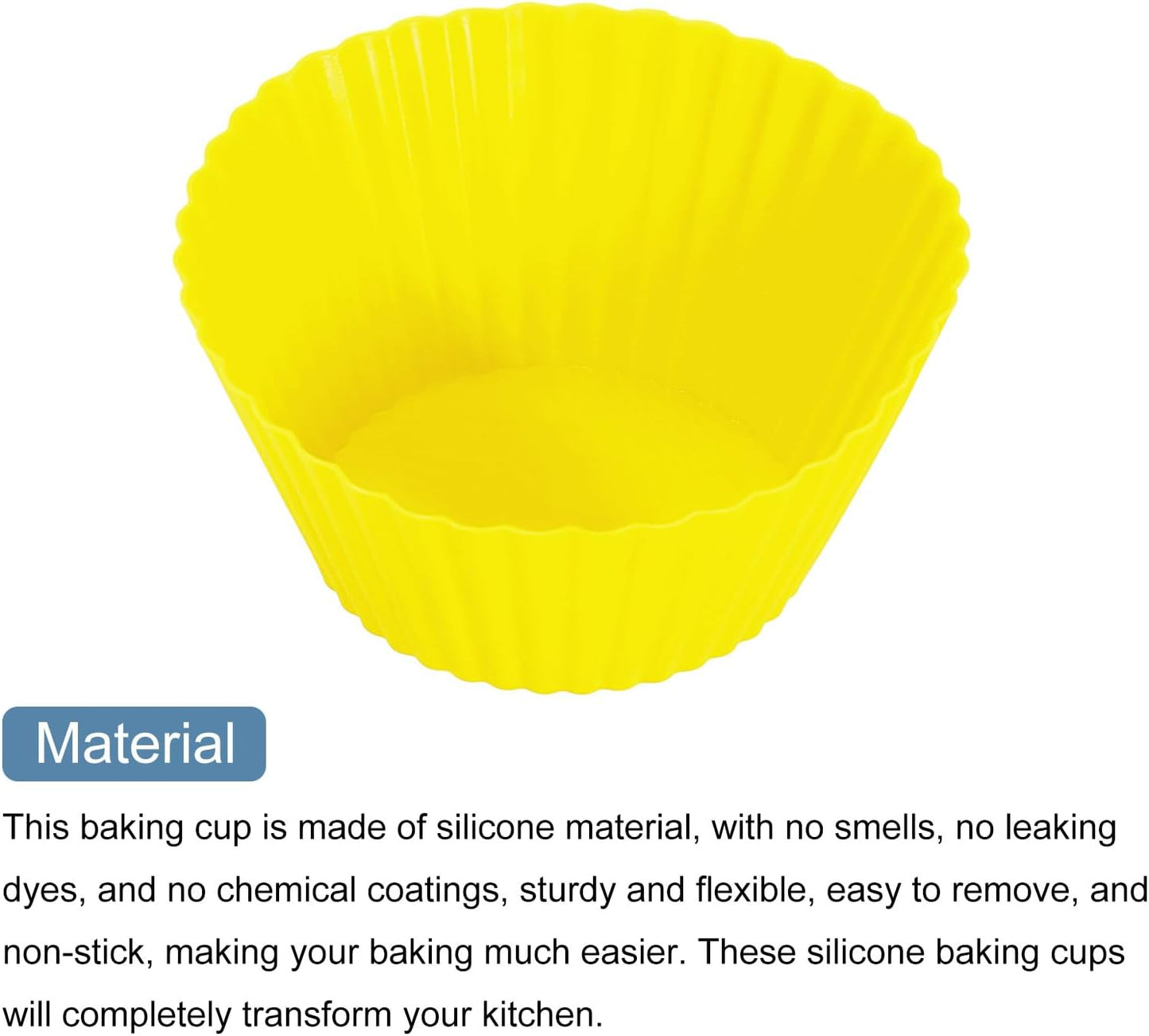 uxcell 42Pcs Silicone Cupcake Liners, Non-Stick Baking Cups, for Cooking Eggs, Baking Muffins and Make a Cake(Yellow)
