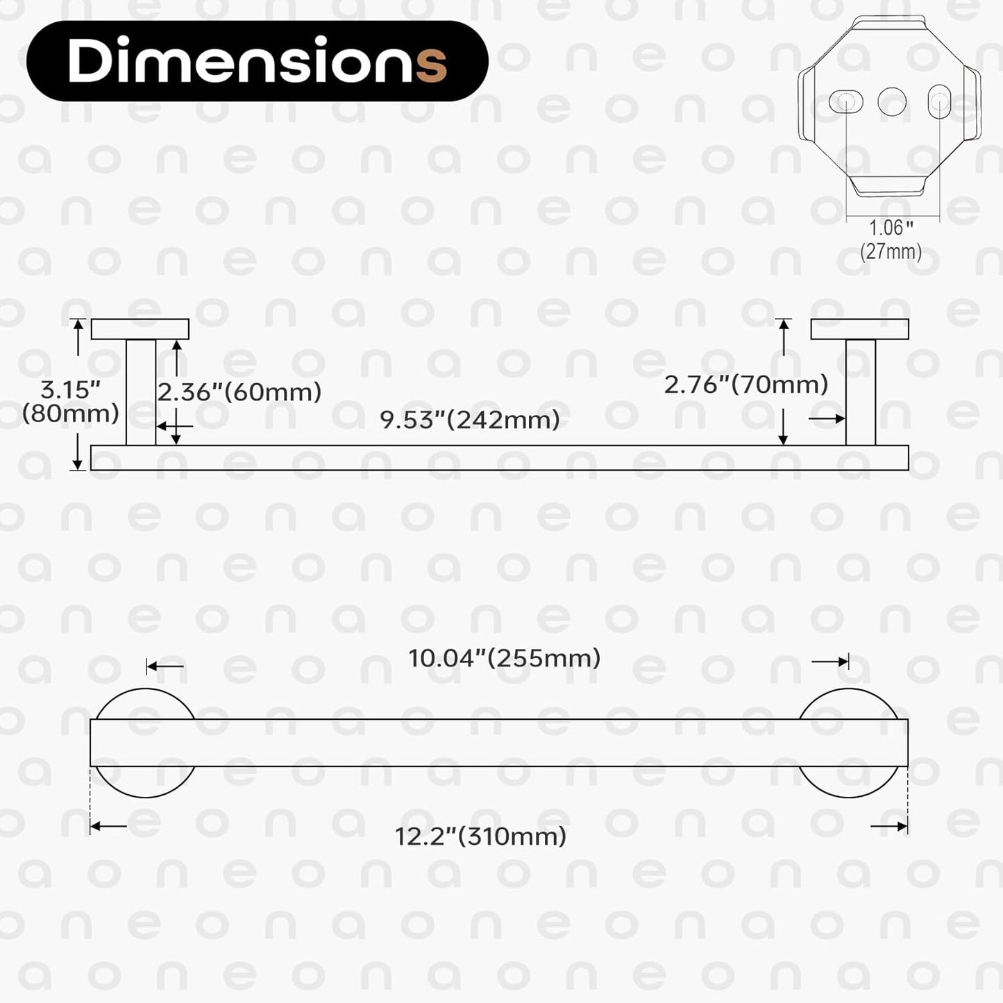 12 Inch Bathroom Towel Bar Bath Towel Rack Kitchen Towel Holder Towel Ring Wall Mounted SUS304 Stainless Steel 2 Pack Oil Rubbed Bronze AN4001ORB-L12-P2