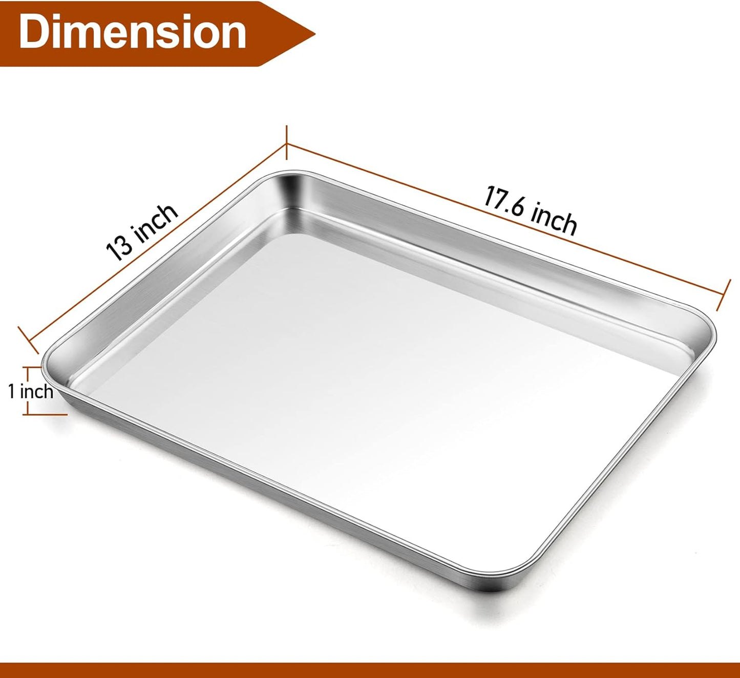 TeamFar Baking Sheet, 17.6’’ x 13’’ x 1’’ Stainless Steel Large Cookie Sheet Half Baking Pans, Non-toxic & Healthy, Easy Clean & Dishwasher Safe, Heavy Duty & Sturdy- Set of 2