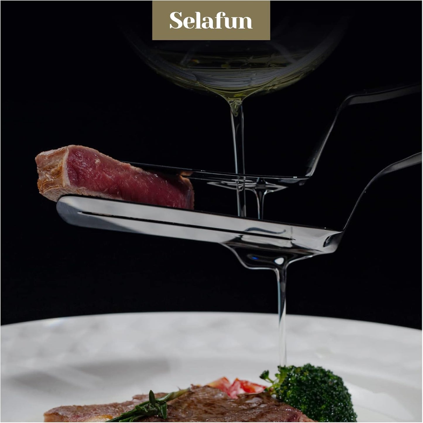 Kitchen Tongs Steak Clamp Bread Tongs 10 inch Double Spatula Tongs Clip Pizza Clamp Stainless Slotted Multi-Function Food Flipping for Bread Eggs BBQ Hamburgers Patties Pancakes (1, Matte Black)