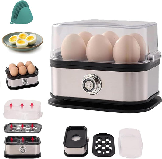 Sunny Side Master Egg Cooker, Smart Egg Cooker with Auto Shut, Multi-Function 6-in-1 Stainless Steel Electric Rapid Egg Cooker for Home Use (1)