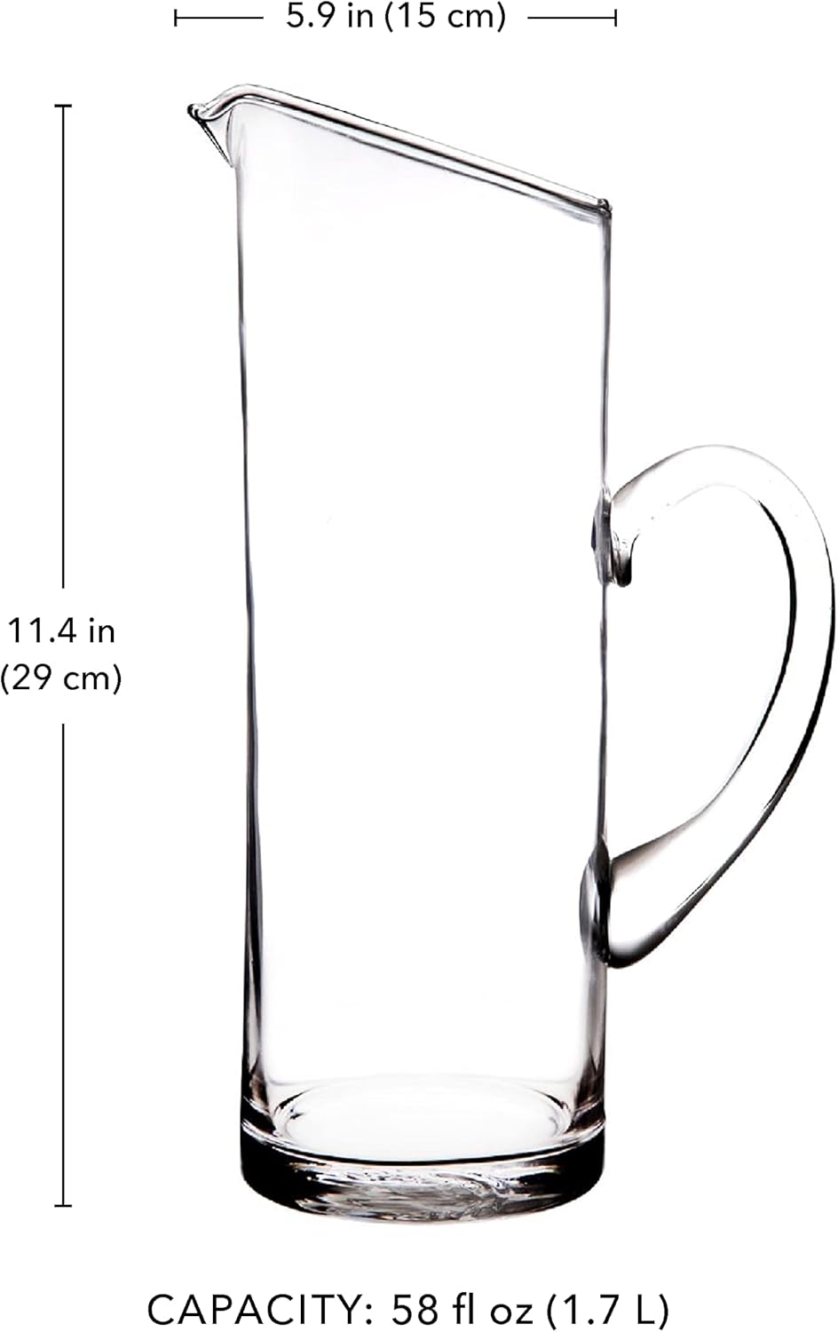 Glass Water Pitcher with Spout – Elegant Serving Carafe for Water, Juice, Sangria, Lemonade, and Cocktails – Crystal-Clear Glass Beverage Pitcher.