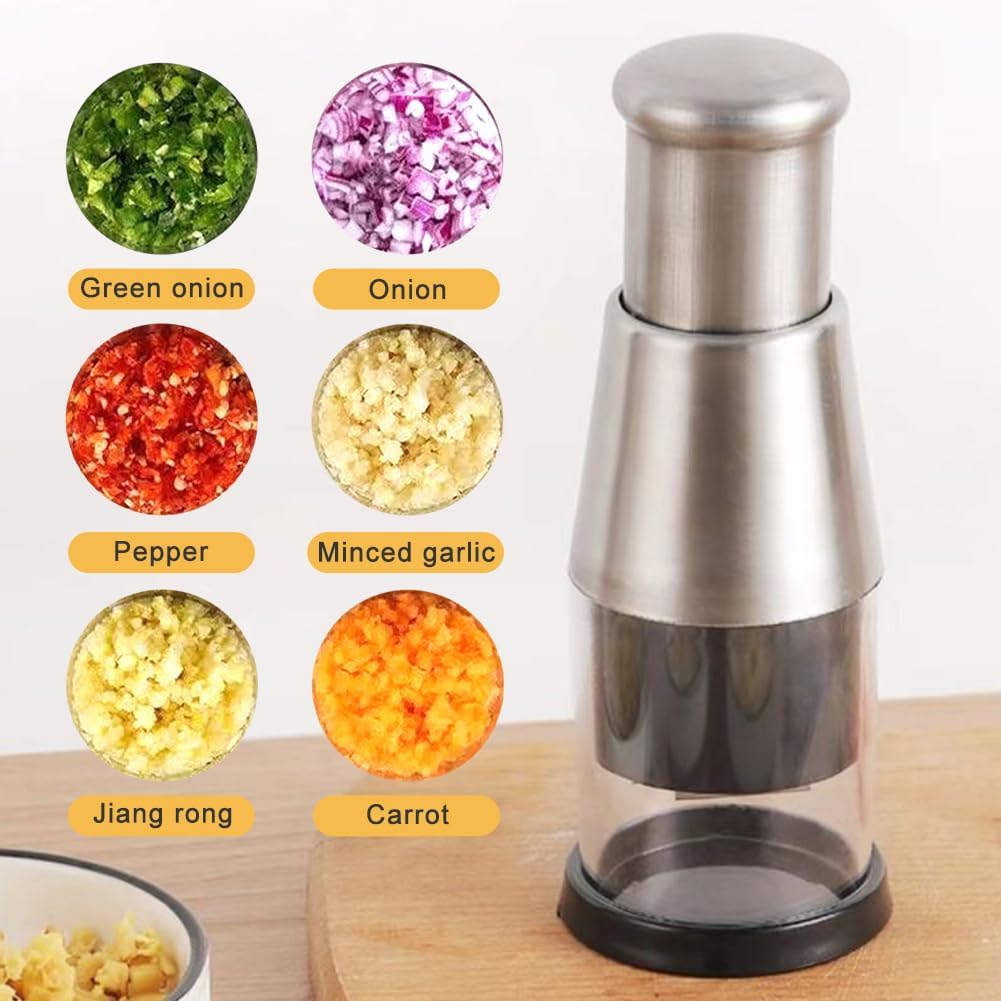 Mini Manual Food Chopper Manual Pressed Chopper,Stainless Steel Pressed Garlic Choppers Multi-functional Garlic Press,for Mincing Garlic,Peppers,Onions