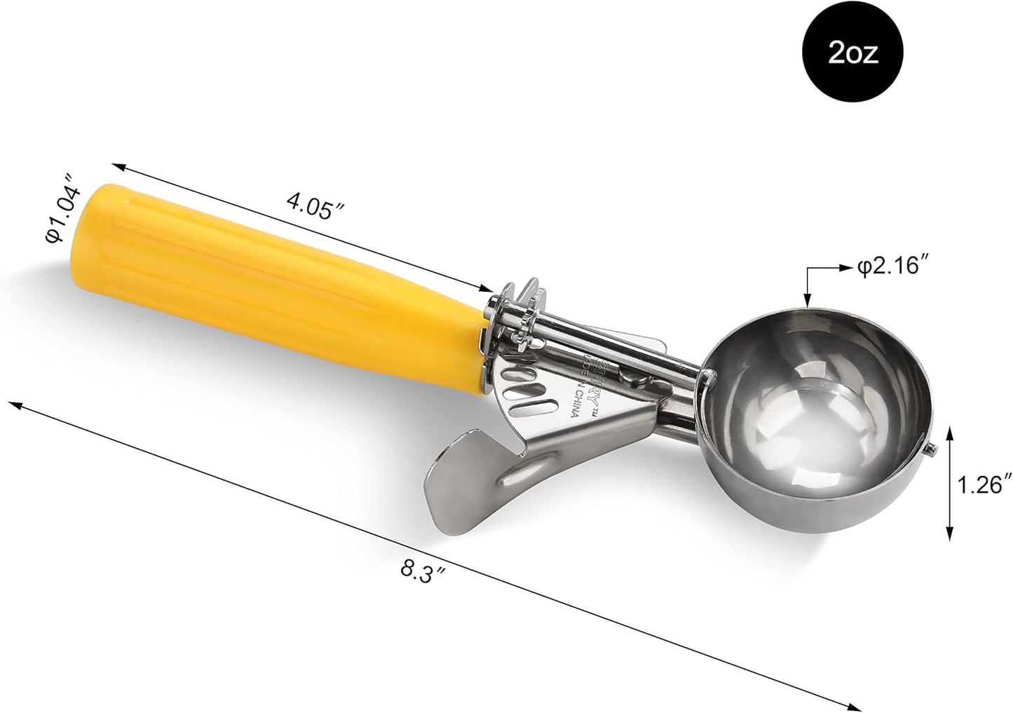 New Star Foodservice 537713 Commercial-Grade Thumb Press Food Disher/Ice Cream Scoop, 18/8 Stainless Steel, 2 oz, Size 20, Orange