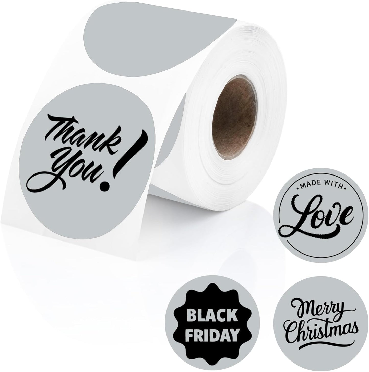 Perco Grey 2-Inch Perforated Circle Dot Thermal Sticker Labels — 300 Stickers/Roll, Direct Thermal Printer Compatible—with Permanent Adhesive for Organizing, Color Coding, Bin Labeling—Made in USA