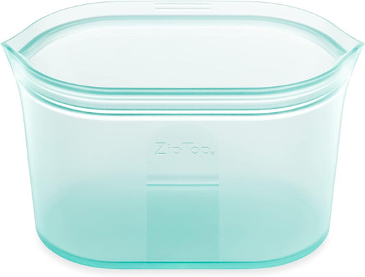 Zip Top Reusable Food Storage Bags | Large Dish [Teal] | Silicone Meal Prep Container | Microwave, Dishwasher and Freezer Safe | Made in the USA