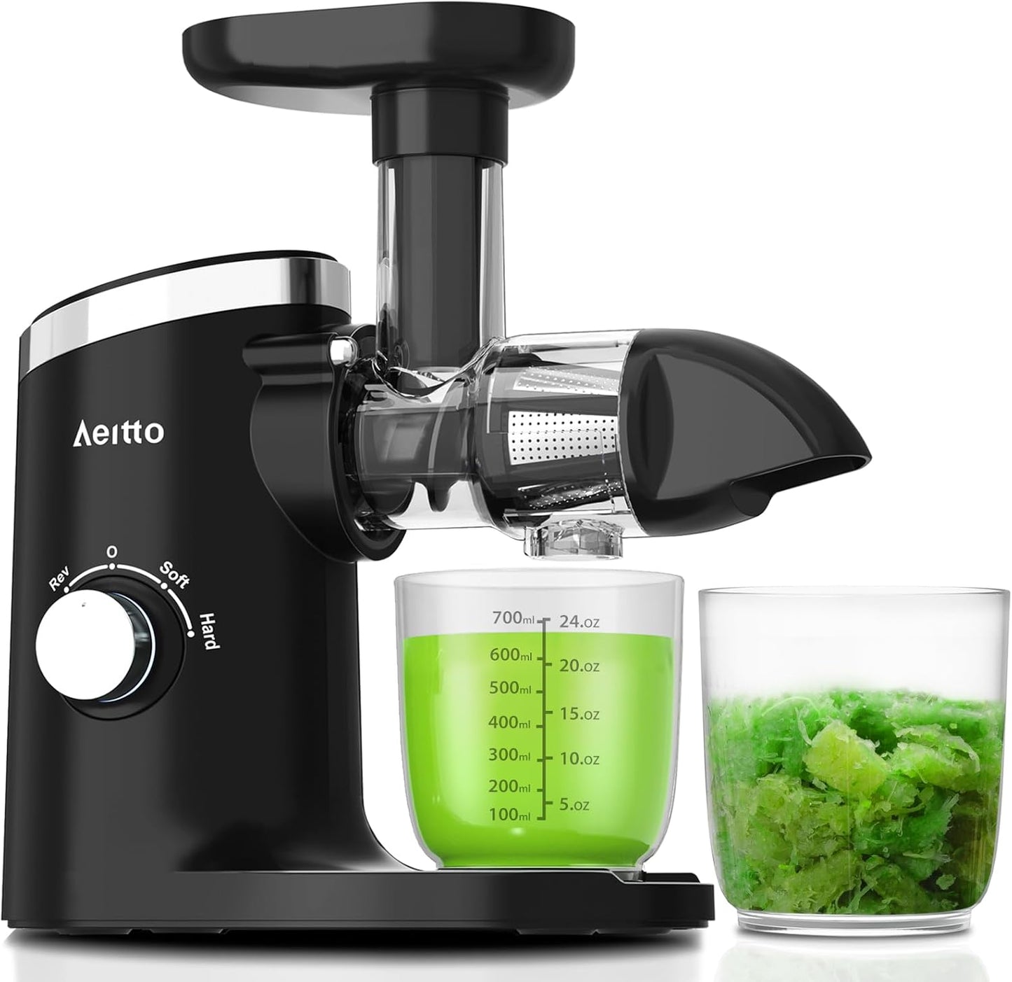 Aeitto Juicer Machines with Soft & Hard Modes, Quiet Motor, Reverse Function, Juicer Machines Vegetable and Fruit, Cold Press Juicer, Easy to Clean with Brush