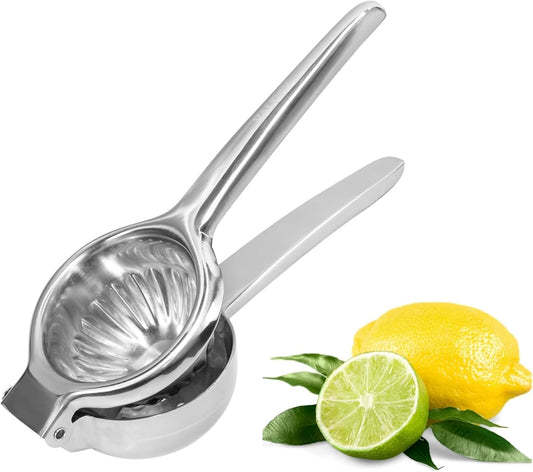 Stainless Steel Lemon Squeezer | Heavy Duty Handheld Juicer with X-Large Bowl | Premium Manual Citrus Press | Stainless Steel Lemon Lime Squeezer & Juicer Hand Press | Rust-Resistant, Dishwasher Safe