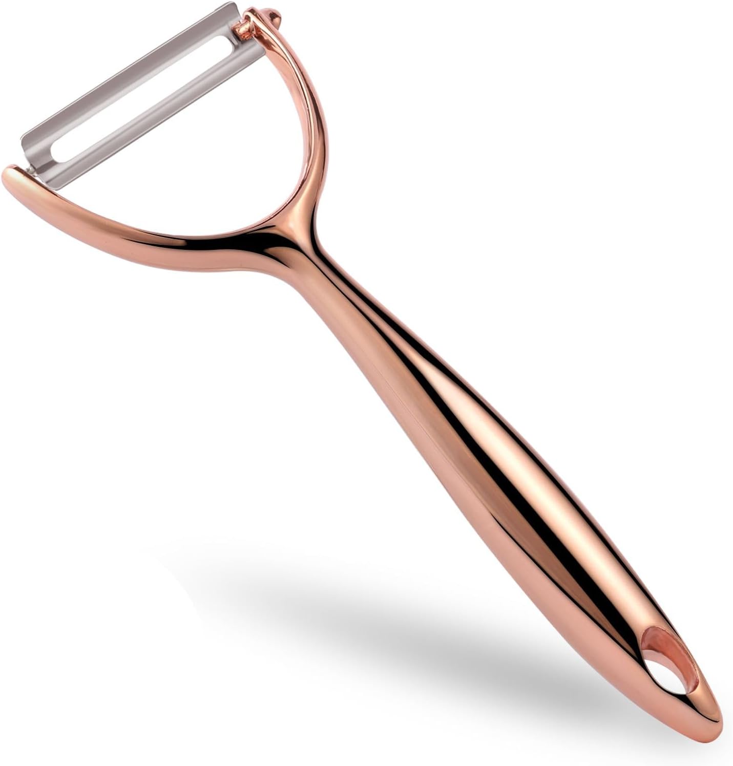 LIIGEMI Effortless Y Peeler with Sharp Stainless Steel Blades for Apples, Cucumbers - Ergonomic Handle for Easy Potato Eye removal, Perfect for Cooking Enthusiasts and Kitchen Novices（Rose Gold ）