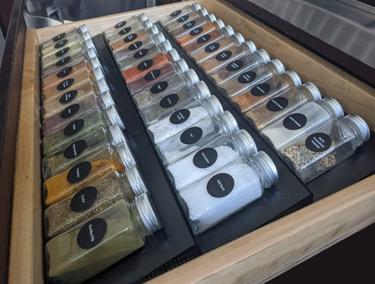 Artibear Expandable Aluminum Spice Rack Drawer Organizer for 8" to 16" Kitchen Cabinets Drawer Tray, Set of 6, Black