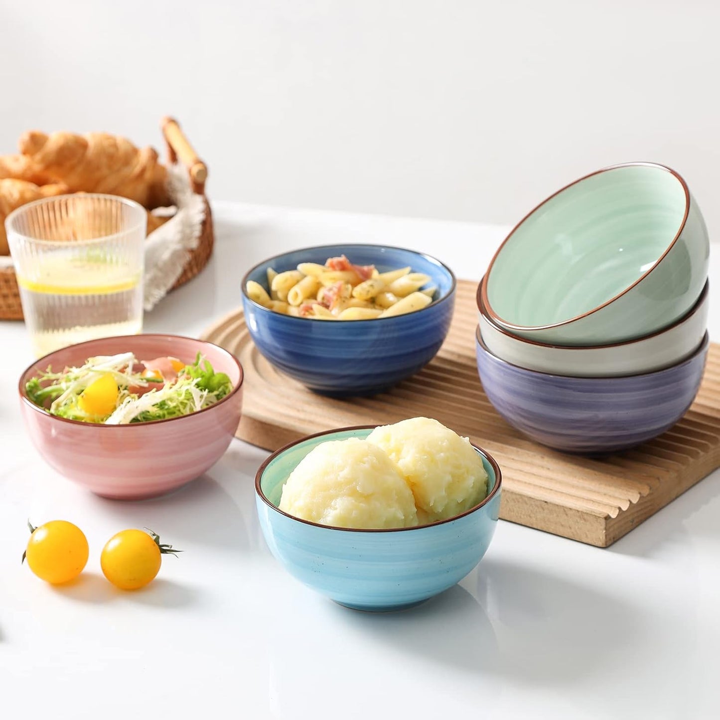 Selamica Ceramic 12 Oz Dessert Bowls Set, Small Cereal Bowls for Kitchen, 4.7 Inch Ice Cream Bowls for Snack Side Dishes Dips, Microwave Dishwasher Safe, Set of 6, Gradient Color