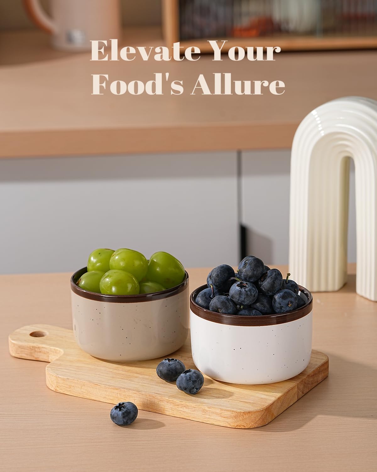 Juimma Ramekins 8 oz, Creme Brulee Ramekins Oven Safe, Ramiken Small Bowls Ceramic Baking Dishes for Pudding Custard, Dipping Sauce Cups for Souffle Ice Cream, Set of 6, Morandi Color