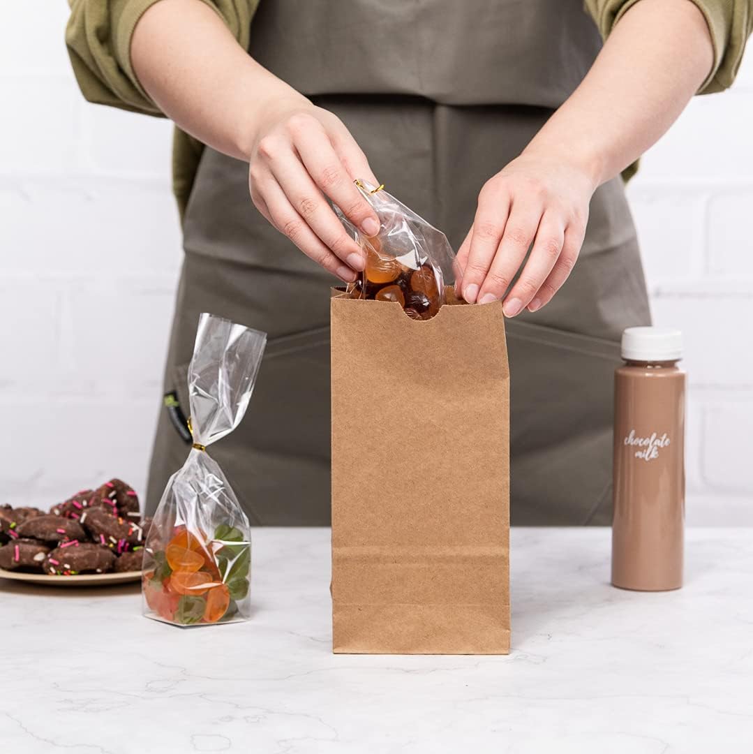 Restaurantware Bag Tek 2 LB Disposable Lunch Bags 100 Sturdy Take Out Bags - Flat Bottom Great For Restaurants Cafes And Bakeries Brown Kraft Popcorn Bags